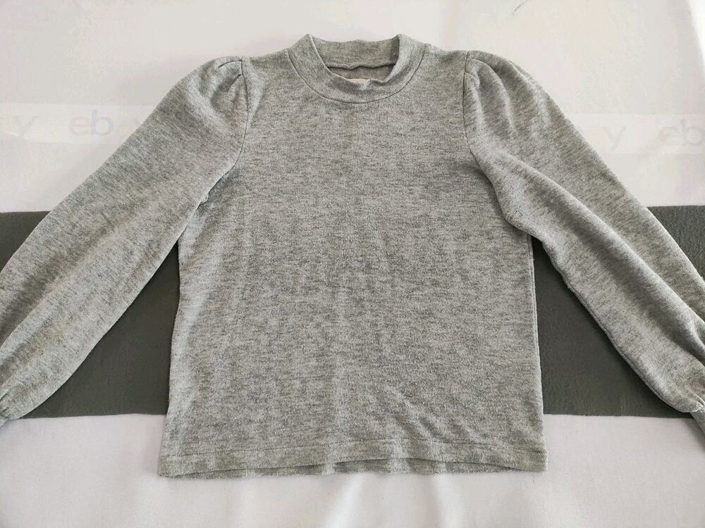 Madewell Gray Mock Neck Sweater Women’s Size XS Puff Sleeve Soft Knit Minimalist